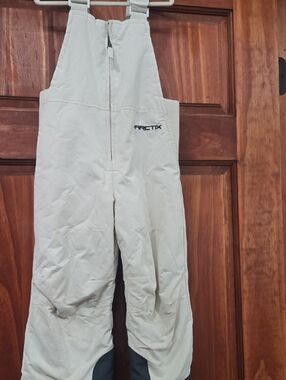 Arctix Off-White Kids Insulated Snow Bibs with Dark Gray Panels